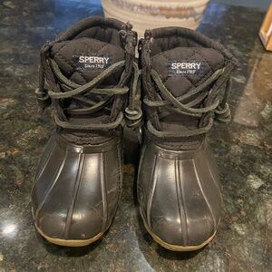 Sperry Kids Black and Brown Waterproof Duck Boots